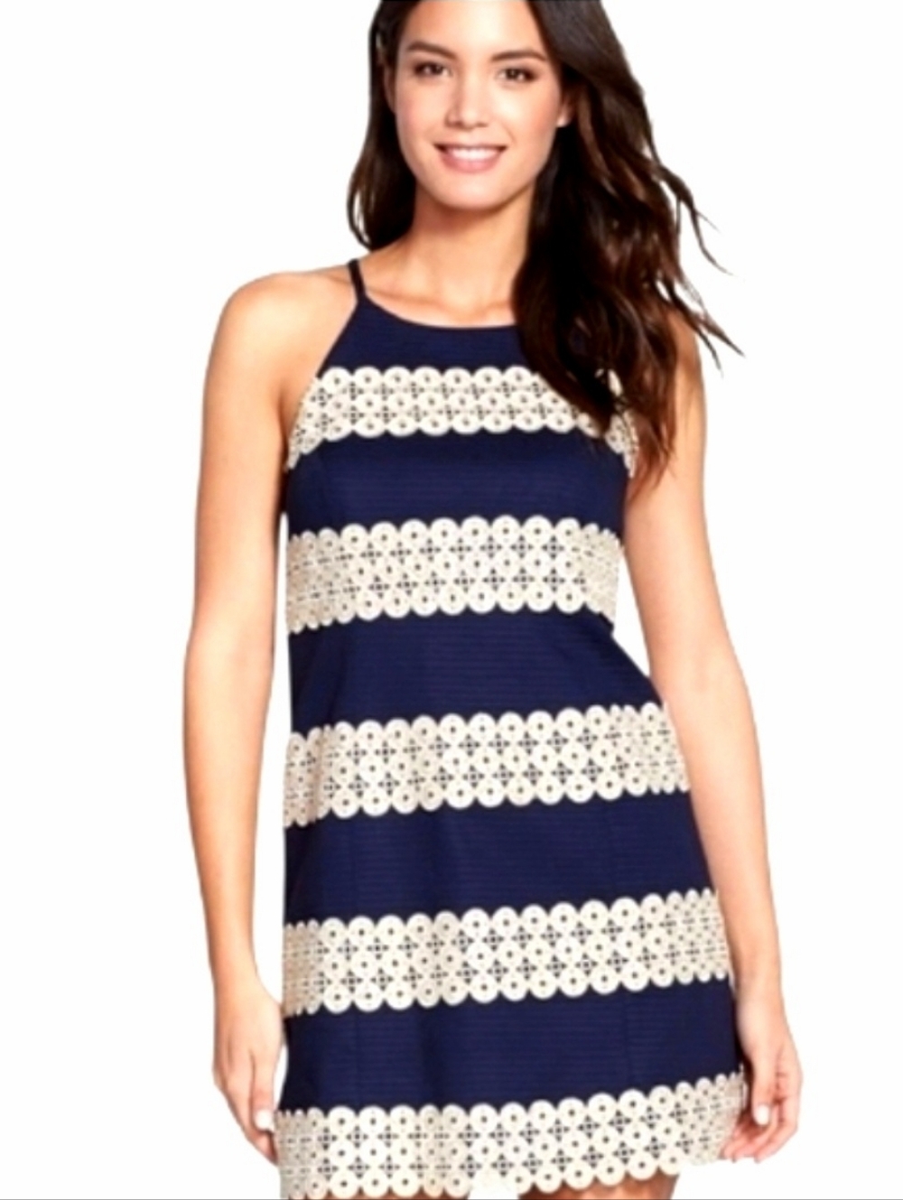 Lilly Pulitzer Annabelle Shift Dress in True Navy Stripe Size 2 - Picture 3 of 13